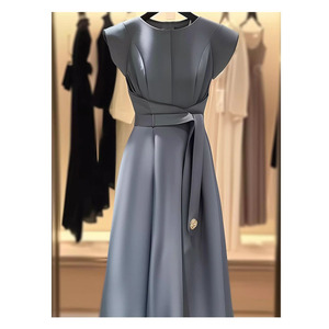 Elegante vestido de media manga adelgazante de Tela Gris, ropa de mujer de moda de gama alta para el verano 2024, recién llegado - Product Image 5