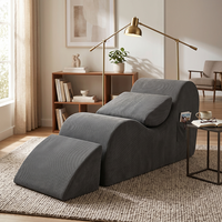 Canapé-lit ergonomique moderne une place, fauteuil inclinable convertible avec dossier capitonné en éponge et housse en velours côtelé pour salon