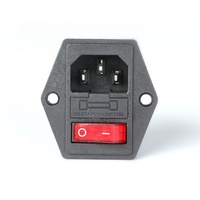 Conector de Enchufe de Corriente Alterna IEC LZ-14-F12 con Fusible, Conexión Eléctrica Estándar Industrial con Puesta a Tierra, 250V 10A 3