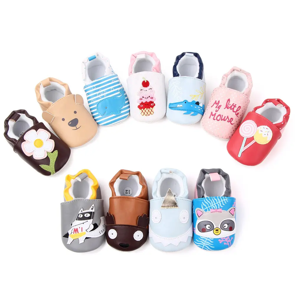Wholesale Cotton Anti-slip Casual boy girl Infant Shoes Genuine Leather Soft PU Baby Shoes for 0 1 Year Baby Toddlers