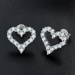 New Arrival Women's 18K Gold-Plated 925 Sterling <b>Silver</b> Love-Shaped Heart <b>Stud</b> Earrings 5A Cubic Zircon Tonglin Brand Engagement - Product Image 2