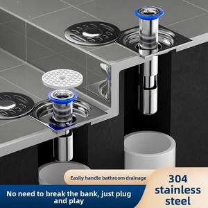 Siphon de sol en acier inoxydable 304, surface polie, dispositif de drainage pour salle de bain et toilettes, grande capacité, triple anti-odeur, épaissi - Product Image 5