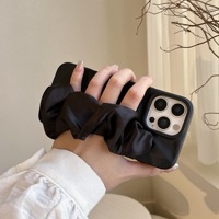 Funda Protectora de TPU con Diseño de Lujo, Color Sólido, Patrón de Lichi, Protección Completa, Antigolpes, con Cinta Plisada Irregular