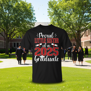Camiseta de graduación para la hermana pequeña orgullosa de un graduado de 2025 - Product Image 3