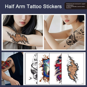 Usine En Gros <span class=keywords><strong>Temporaire</strong></span> Noir Coloré Autocollants De Tatouage Demi Bras Poitrine pour <span class=keywords><strong>Amazon</strong></span> Croquis Autocollants De Tatouage - Product Image 6