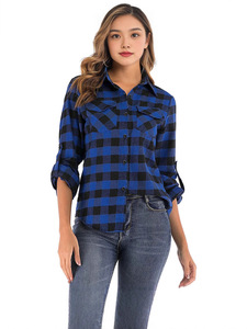 Nouvelle <span class=keywords><strong>chemise</strong></span> décontractée pour femme en laine respirante, unie, à manches longues, avec double poche et col rabattable - Product Image 6
