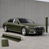 Film de protection extérieur pour voiture en TPU satiné vert militaire premium auto-réparant, résistant au sable et à l'usure