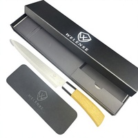 Couteau à découper professionnel long, couteau à viande, manche en plastique imitation bois, emballage cadeau haut de gamme