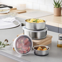 Edelstahl Lebensmittel-Aufbewahrungsbehälter 5-teilig Frischhaltebox Luftdichter Deckel Lebensmittelbox Wq Küchen-Kühlschrank-Aufbewahrungsbehälter