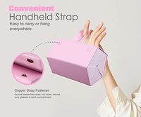 Étui de rangement pour lunettes de soleil et de vue en cuir PU rose, écologique et tendance, avec 5 emplacements, pour plusieurs paires de lunettes