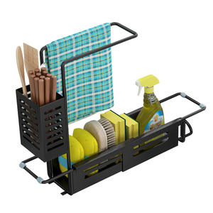 Égouttoir de cuisine multifonctionnel moderne avec plateau, support de rangement pour robinet, design carré MB023 - Product Image 1