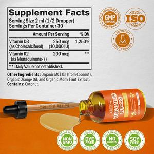 Bestseller Vegane Vitamin <span class=keywords><strong>D3</strong></span> K2 Tropfen mit MK7-Formulierung für Kalziumaufnahme, Knochen, Herz und Immunität - Product Image 2