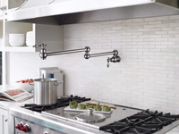 888002 Robinet de cuisine mural de luxe en laiton pour remplissage de casseroles, monocommande, finition brossée, thermostatique, rotation latérale