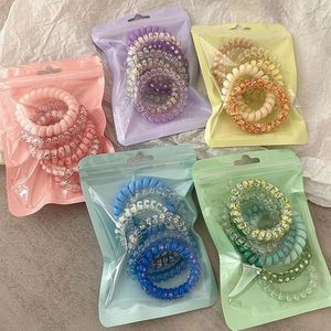 6 pièces/sac, attaches pour cheveux en spirale couleur bonbon, attaches pour cheveux en spirale haute élasticité, attaches pour cheveux en spirale pour femmes, queue de cheval - Product Image 2