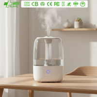RUNAL Humidificateur ultrasonique à brume froide 4L noir à remplissage par le haut avec commande tactile, certifié KC et CE, pour bureau