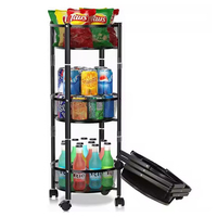 Chariot de cuisine multicouche peu encombrant Étagères de rangement rotatives pliantes Rack pull Rotatif Légumes Fruits Rack pour la cuisine