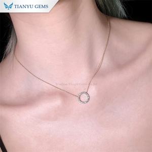 Tianyu Gems Round DEF VVS1 Moissanite Diamonds 2,0mm 14K Oro amarillo con collar de cadena de 45cm para mujer - Product Image 6