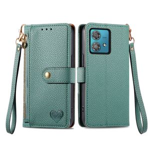 Funda de cuero PU con diseño de corazón para Moto EDGE 40 NEO/G54/G84/G14, para <span class=keywords><strong>Samsung</strong></span> S24/S25, funda tipo billetera con soporte - Product Image 6