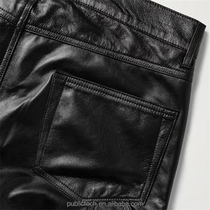 OEM punk rock feel 100% pantalon en cuir noir d'agneau pour hommes - Product Image 6