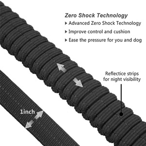 Tactical <b>Dog</b> <b>Leash</b> With Shock Absorption Black Fabric Pet Walking <b>Leash</b> For Outdoor Use - Product Image 4