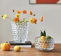 Vase de table en verre transparent hydroponique fait main RYLAVA, design moderne avec prismes triangulaires brillants et épines, idéal pour la décoration de mariage et de la maison