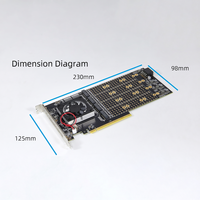 Tarjeta de Expansión PCIe 3.0 X16 a 8 Puertos M.2 NVMe, Chipset Broadcom PLX8749, Sin Necesidad de Bifurcación, Ventilador de Refrigeración Activo