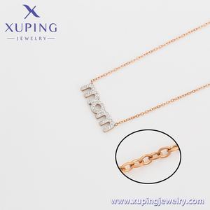 A00902942Xuping joyería al por mayor moda Simple diamante conjunto letras oro rosa collar de acero inoxidable - Product Image 4
