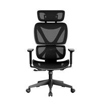 Silla de Oficina Ergonómica en Forma de X con Doble Respaldo, Reposabrazos Tridimensional Ajustable y Reposacabezas Bidimensional