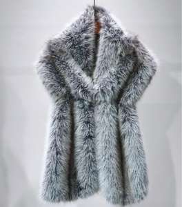 Écharpe en fausse fourrure de <span class=keywords><strong>renard</strong></span> et de raton laveur pour femme, châle, étole, accessoire de mode pour mariée - Product Image 3