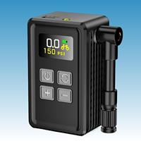 Fahrradluftpumpe, automatischer Inflator mit Mini-Größe, 36 mm, 3–150 Psi, LED-Licht, Bildschirmanzeige für Motorrad/Fahrrad/Elektrofahrzeug