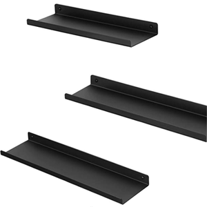 Set di 3 mensole <span class=keywords><strong>a</strong></span> <span class=keywords><strong>muro</strong></span> mensole galleggianti in metallo mensole in legno massello <span class=keywords><strong>scaffalature</strong></span> industriali <span class=keywords><strong>a</strong></span> parete per decorazioni - Product Image 1