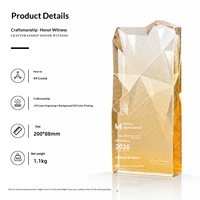 Trophée en cristal à bulles haut de gamme créatif, personnalisé pour les récompenses d'entreprise, les incitations pour les employés, forme géométrique colorée dégradée