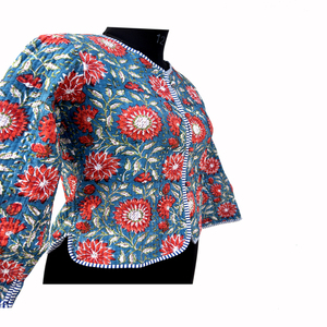 Veste en polaire respirante et réversible pour femmes indiennes, imprimée, 100% coton, manteau court d'hiver - Product Image 5