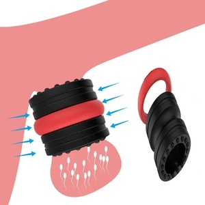 Herren Double Soft Silikon <span class=keywords><strong>Gummi</strong></span> Ring Sexspielzeug mit Locking Essence Adult Delay Ejakulation sring - Product Image 1