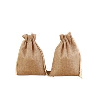 Petit sac à cordon en lin de chanvre naturel avec logo personnalisé sac promotionnel en mousseline de jute uni