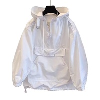 Blouson Bomber Ample Homme Printemps Automne à Capuche Style Rétro Coupe-Vent