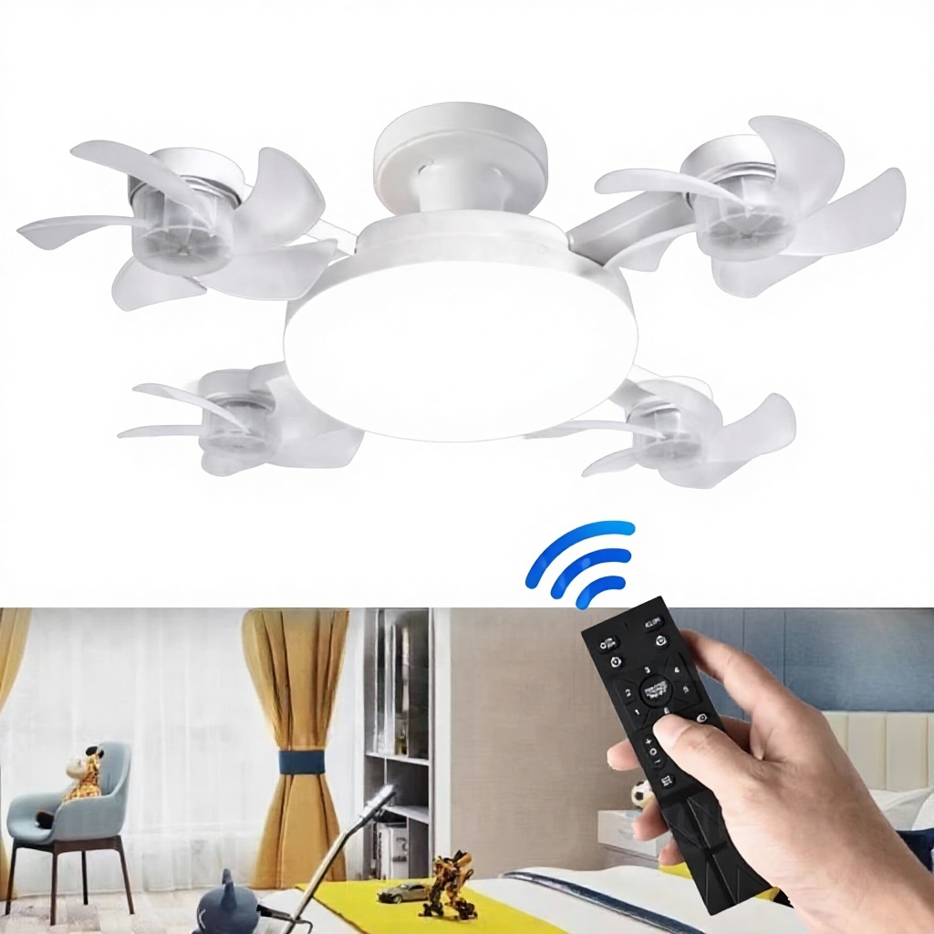 Modern Creative Low Floor Motor 50-60W Ceiling Lamp with Remote Control Simple Quiet Ceiling Fan with LED Lights Home Decor