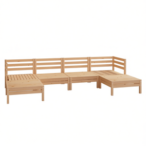 Set Lounge da Giardino Modulare in Legno di Pino Massiccio Naturale, Arredamento da Esterno per 6 Persone, Design Contemporaneo - Product Image 1