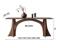 Mobilier classique européen Ensemble de salle à manger minimaliste en bois naturel noir 6 8 chaises Table à manger de luxe avec plateau en travertin