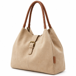 Bolso de Hombro/Bolso de Mano Minimalista para Mujer, de Gran Capacidad, en Ante Sintético Blanco - Product Image 3