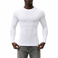 T-shirt de sport pour homme à manches longues et col rond, personnalisable OEM, ajusté, extensible, séchage rapide, respirant, pour la course, le fitness et l'entraînement