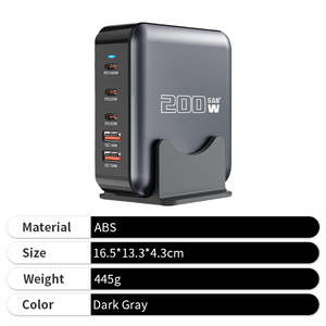 Cargador rápido de escritorio <span class=keywords><strong>Gan</strong></span> <span class=keywords><strong>Pro</strong></span> multipuerto tipo C Pd con base en forma de U Compatible con alfombrilla antideslizante - Product Image 6