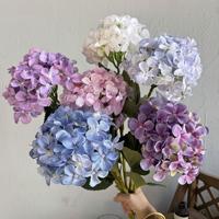 Hortensia Artificial de Tallo Único de 60 cm, Color Blanco y Azul, de Seda, para Arreglos Florales, Bodas, Eventos y Decoración del Hogar, Venta al Por Mayor