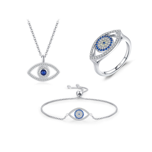 Joyería de moda diseño de pavo collar de ojos malvados pulsera colgante de moda anillo de plata de ley para mujer logotipo personalizado 925 Plata - Product Image 1