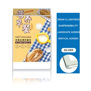 لوحة عرض قائمة الوجبات السريعة بمصباح LED مقاس A4 من سبائك الألومنيوم لتعليق على جدران المطاعم بالخارج - صناديق إضاءة إعلانية من المورِّد الأمريكي