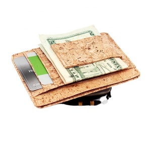 For Boshiho Minimalist Cork Card <b>Holder</b> with RFID Custom Logo ID Window Magnet Money Clip Open Short <b>Wallet</b>-Eco-Friendly - Product Image 1