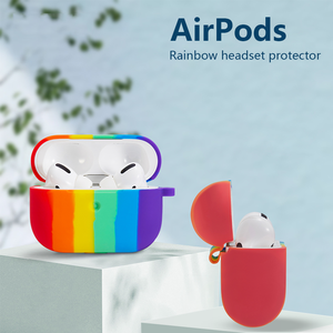 Funda Protectora de Silicona Suave a Prueba de Golpes con Llavero <span class=keywords><strong>para</strong></span> <span class=keywords><strong>Airpods</strong></span> Pro 1 2, Diseño Arcoíris - Product Image 5