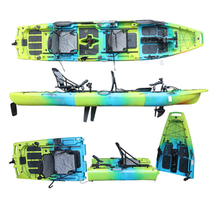 Kayak Tandem Modulaire Facile à Transporter 13,8FT pour <span class=keywords><strong>2</strong></span> Personnes, Bateau de Pêche à Pédales Non <span class=keywords><strong>Gonflable</strong></span>, Canoë à Montage Facile - Product Image 2