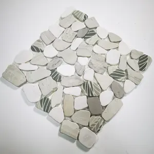 Pebble Mosaic Marble Mosaic Mixed Colors Indoor Wall And Floor Stone Ceramic Tiles Peel And Stick Wall Tile