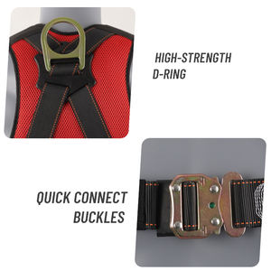Harness seluruh tubuh 5 titik jatuh, sabuk keselamatan penyerap guncangan poliester 1500kg kapasitas pemecahan kekuatan 150kg untuk - Product Image 3